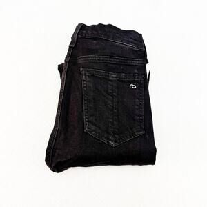 Rag & Bone Tuxedo Leather Stripe Black Denim Jeans Size 26